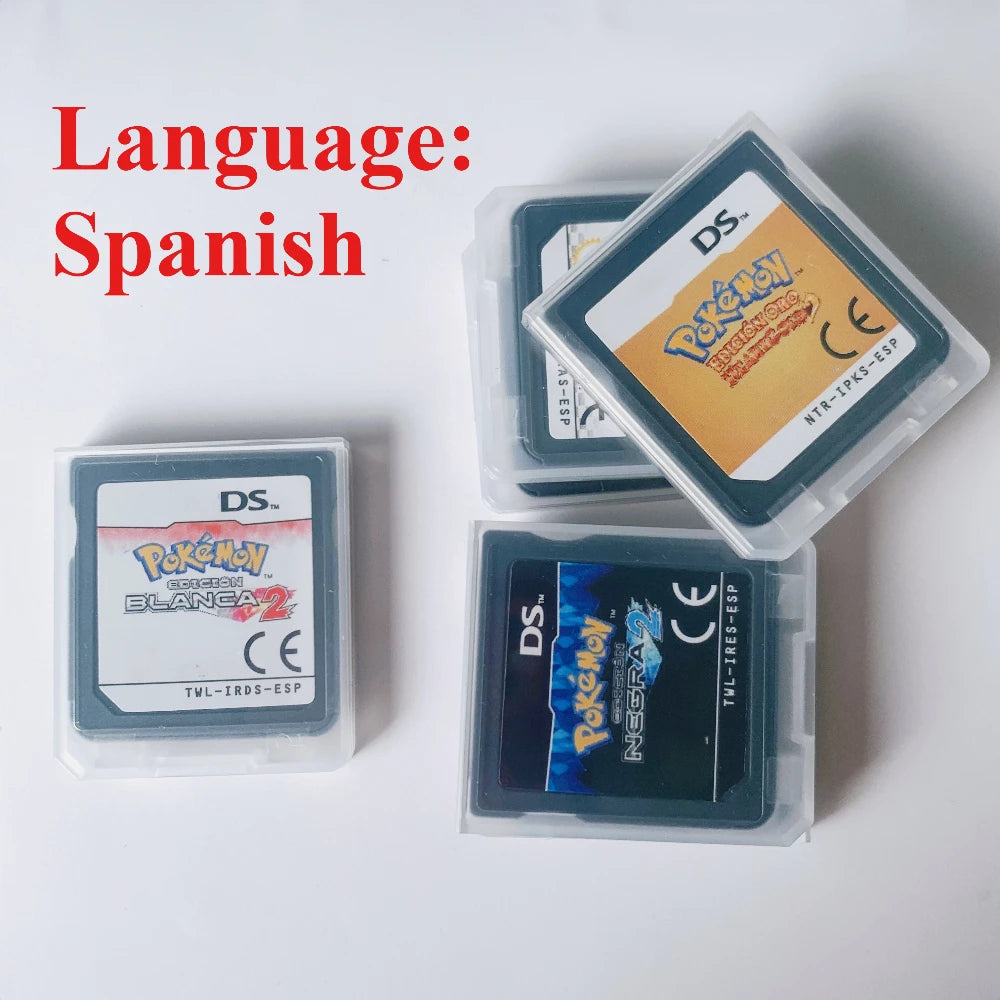 DS Game Card ， Soul Silver Heart Shaped Gold Pearl Diamond Black 2 White 2 ，Console game cartridge ，Spain Language