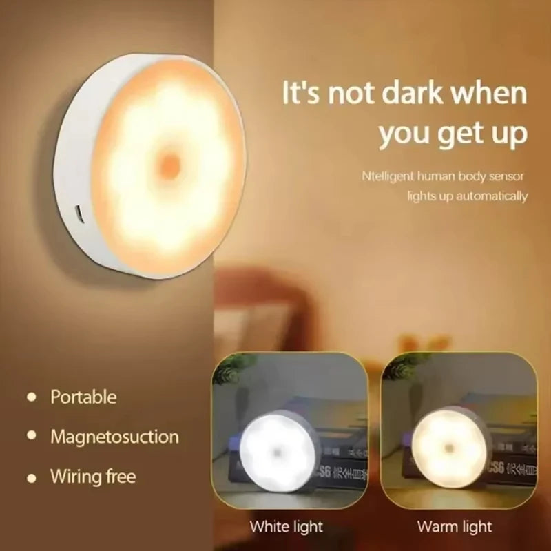 LED Night Light with Motion Sensor Cabinet Lamp Wireless Bedside Nightlight Battery Power For Bedroom Closet Stairs Lighting