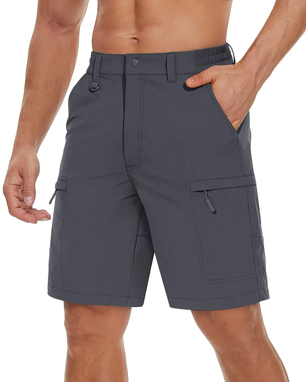 TACVASEN Waterproof Cargo Shorts Men's Summer Quick Dry Hiking Shorts Outdoor Multi-pockets Camping Training Work Shorts Man