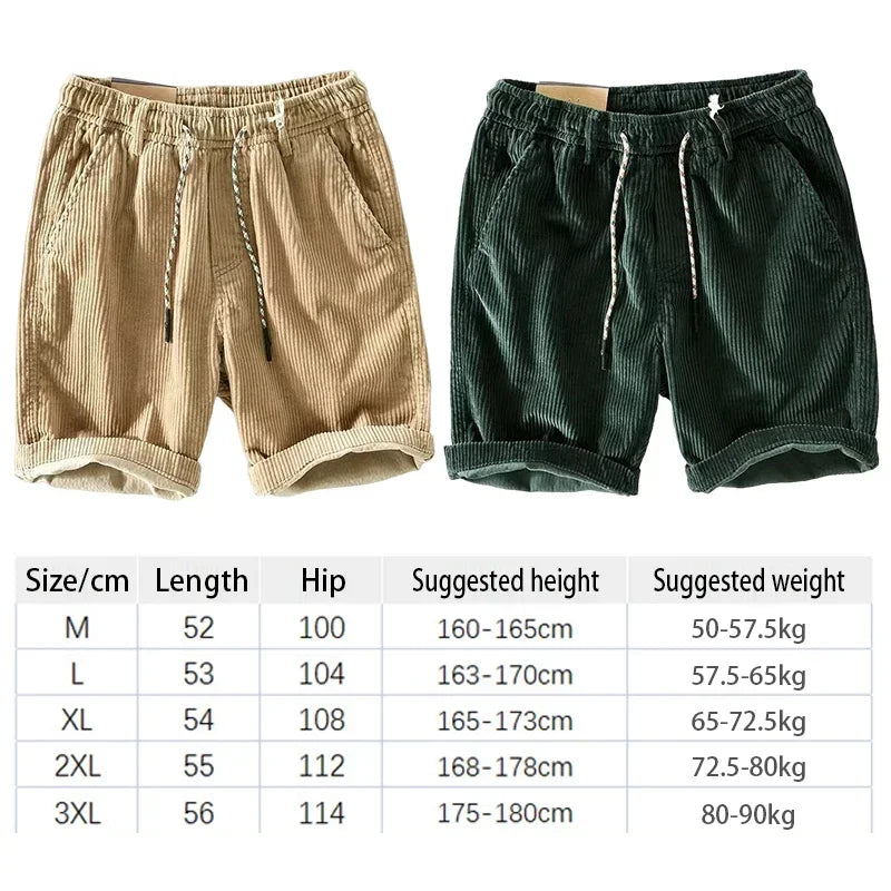 American Outdoor Beach Running Cargo Shorts Mens Summer Loose Casual Corduroy Waist Drawstring Shorts Basketball Sports Shorts