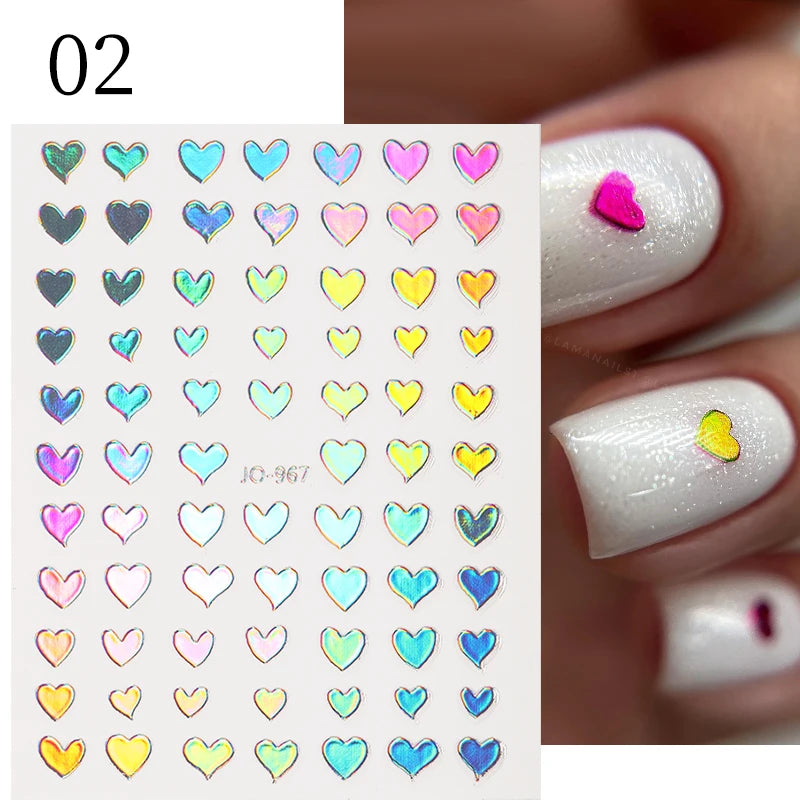 1PCS Black White Butterfly Laser Nail Stickers Y2K Nail Art Decoration Abstract Lines Bronzing Flowers Stickers For Nails