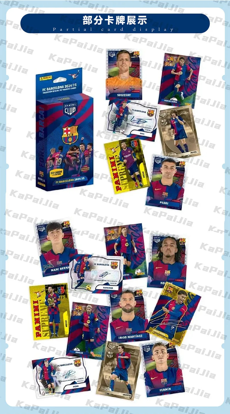 Genuine Panini 2024-25 FC Barcelona Team Box Soccer Trading Cards Leo Messi Lamine Yamal Collectible Football Card Gift for Fans