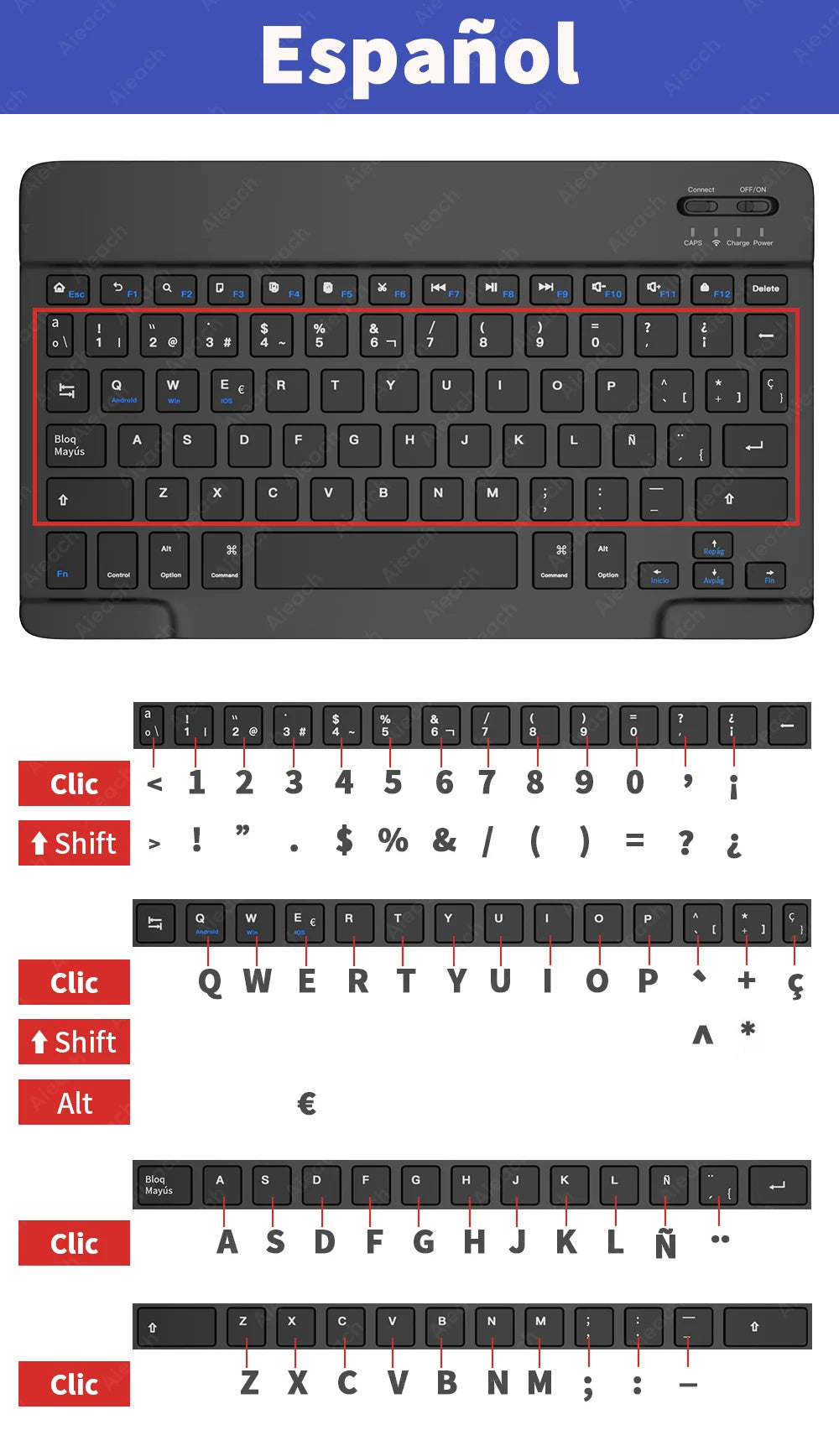 Keyboard For Tablet Android iOS Windows Wireless Mouse Keyboard Bluetooth-compatible Rainbow Backlit Keyboard For iPad Phone