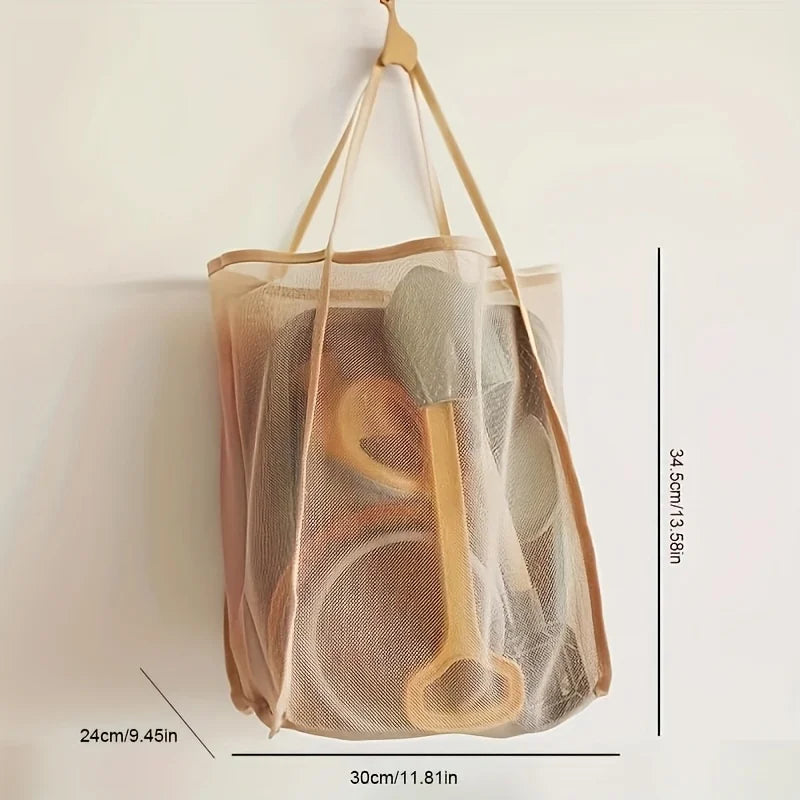 Extra Large Foldable Mesh Tote with Sturdy Handles, Durable Polyester Storage Bag for Beach Toys, Shells, Clothes & Towels