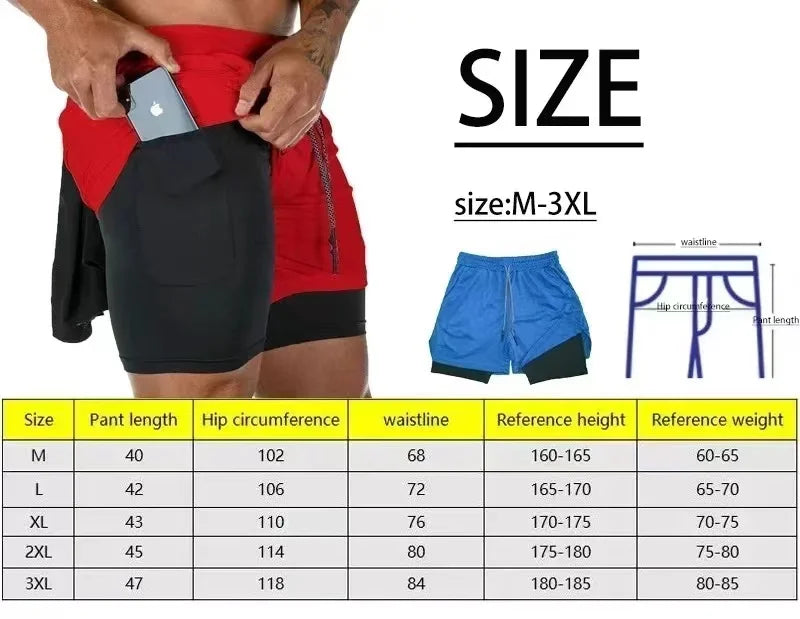 EVERLAST Men's Double Layer Compression Shorts, Quick Dry Sports Pants for Basketball Gym Fitness, Comfortable Athletic Bottoms