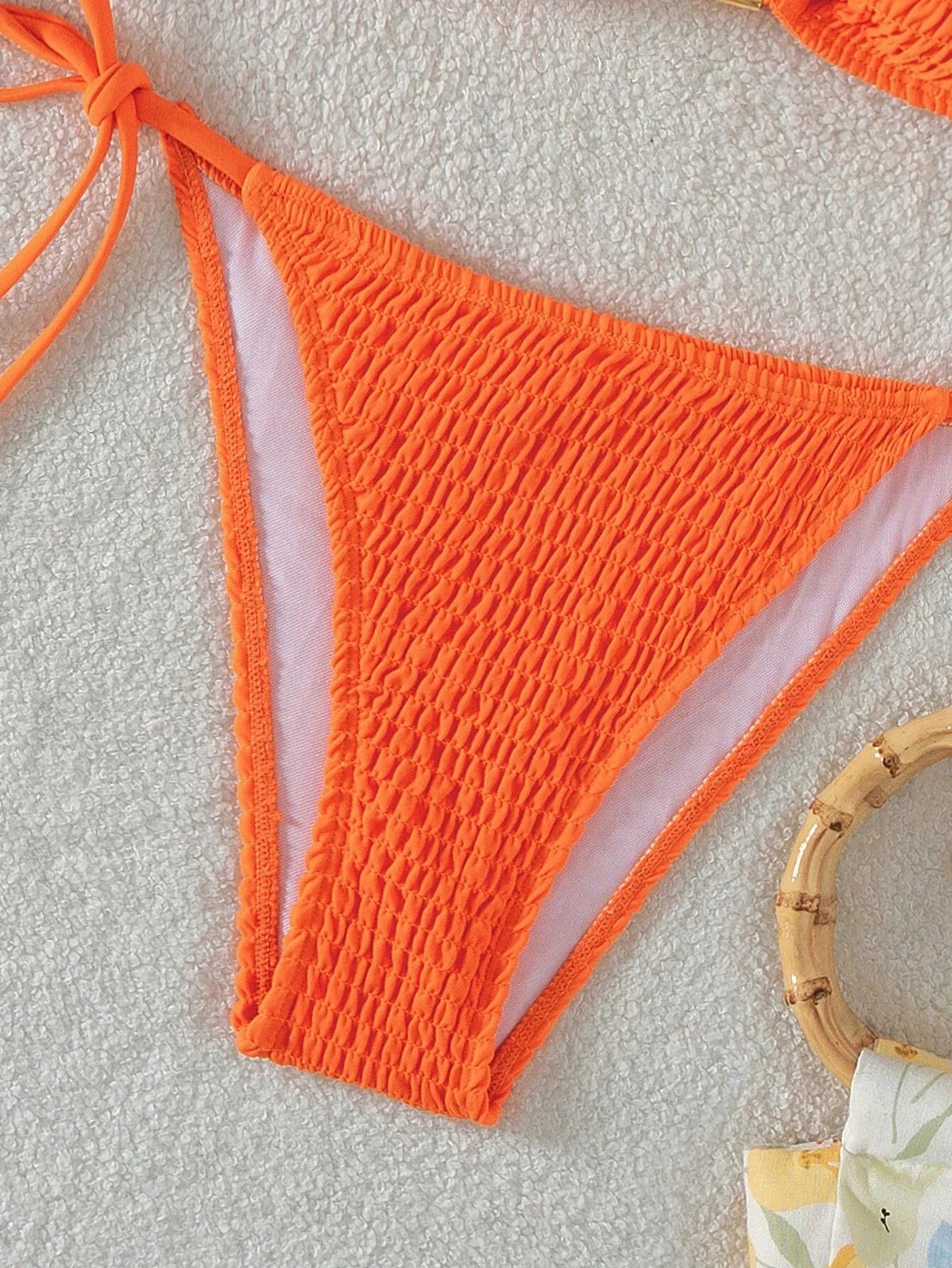 Sexy Triangle Bikini 2026 Women Red Black Ribbed Push Up Micro Swimsuit Cut Out Metal Designer Bathing Suit Knot Thong Swimwear