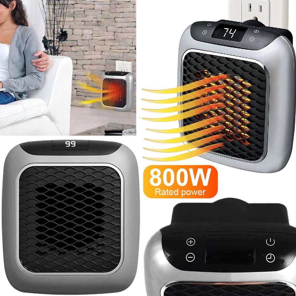 800W Portable Electric Heater EU Small Bathroom Fast Heating Fans Bedroom Heater Home Use Warming Device with Remote Control