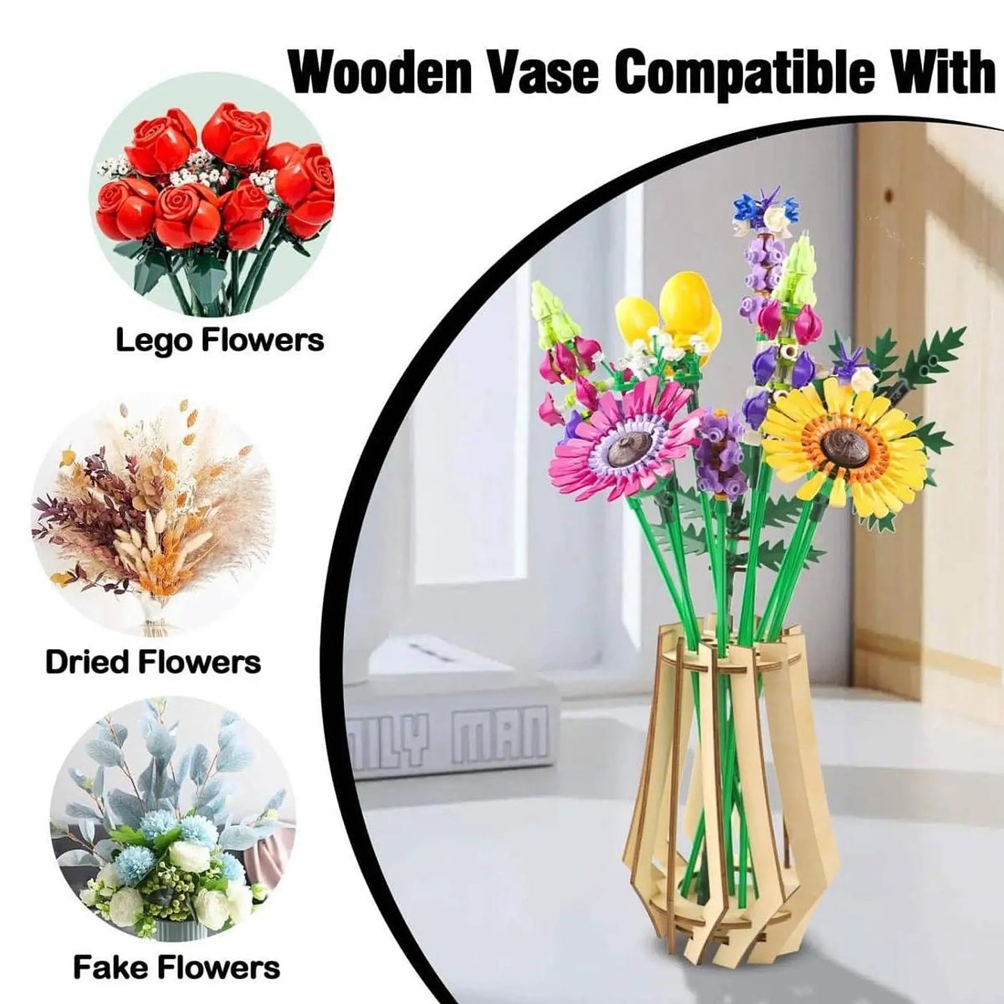 Vase Building Set Home Decoration DIY Unique Display Stand 3D Puzzle Flower Vase for Office Adults Women Flower Arrangements