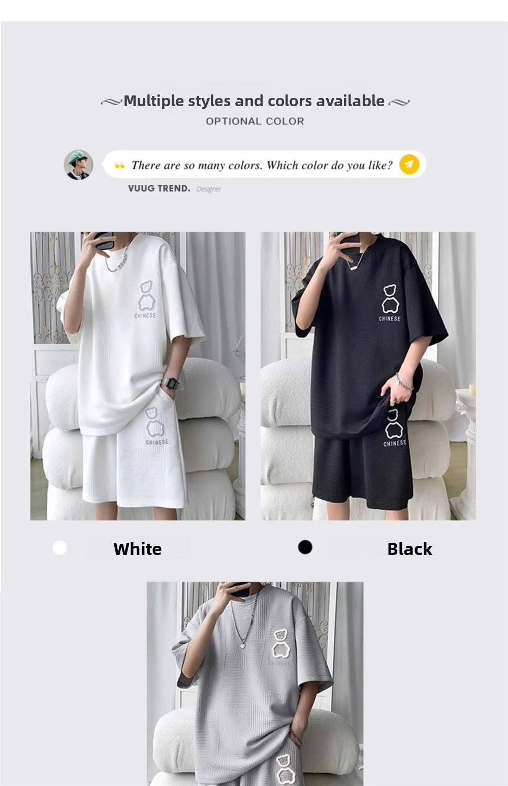 Casual Sportswear Set for Men Summer Short Sleeve Five-Quarter Pants Polyester Fiber Big Size Two-Piece Suit T-Shirt Shorts