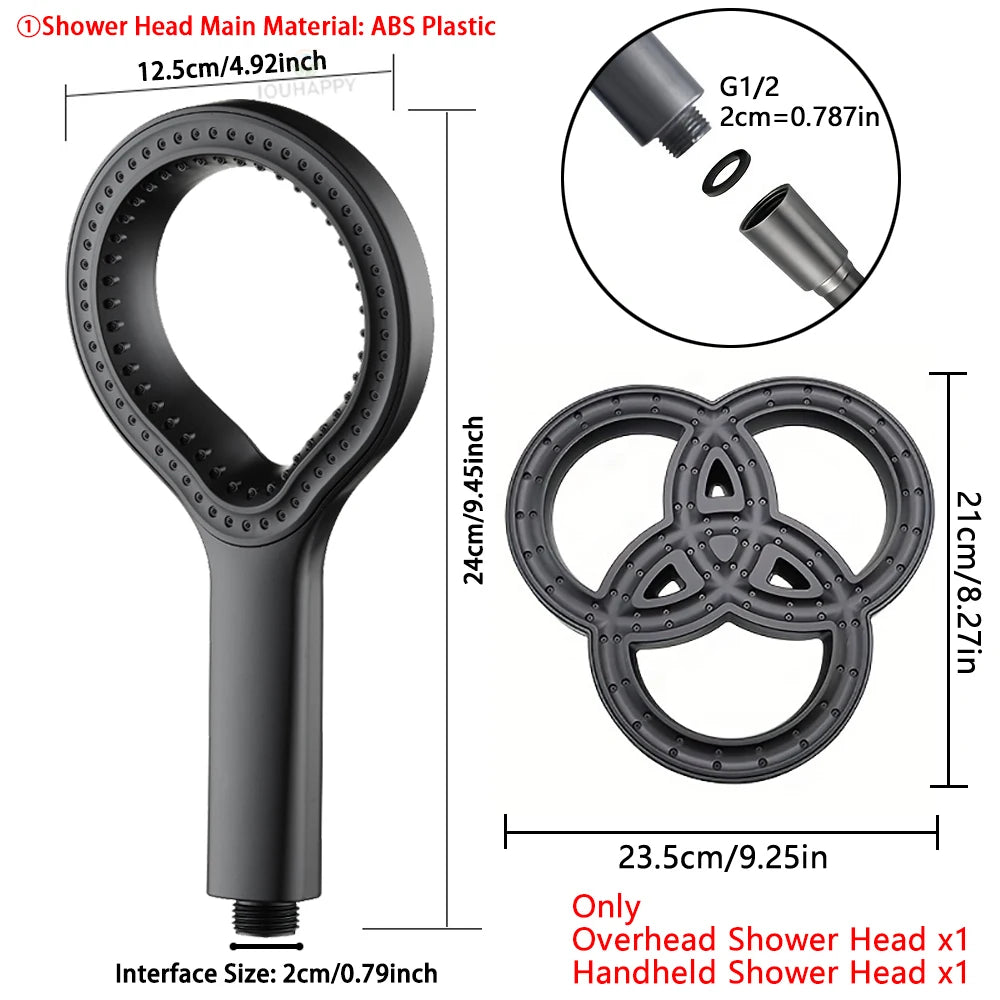 High Pressure Shower Head Overhead Large Water Flow Rainfall Shower Head Set Ring Design Spray Hotel Bathroom Accessories
