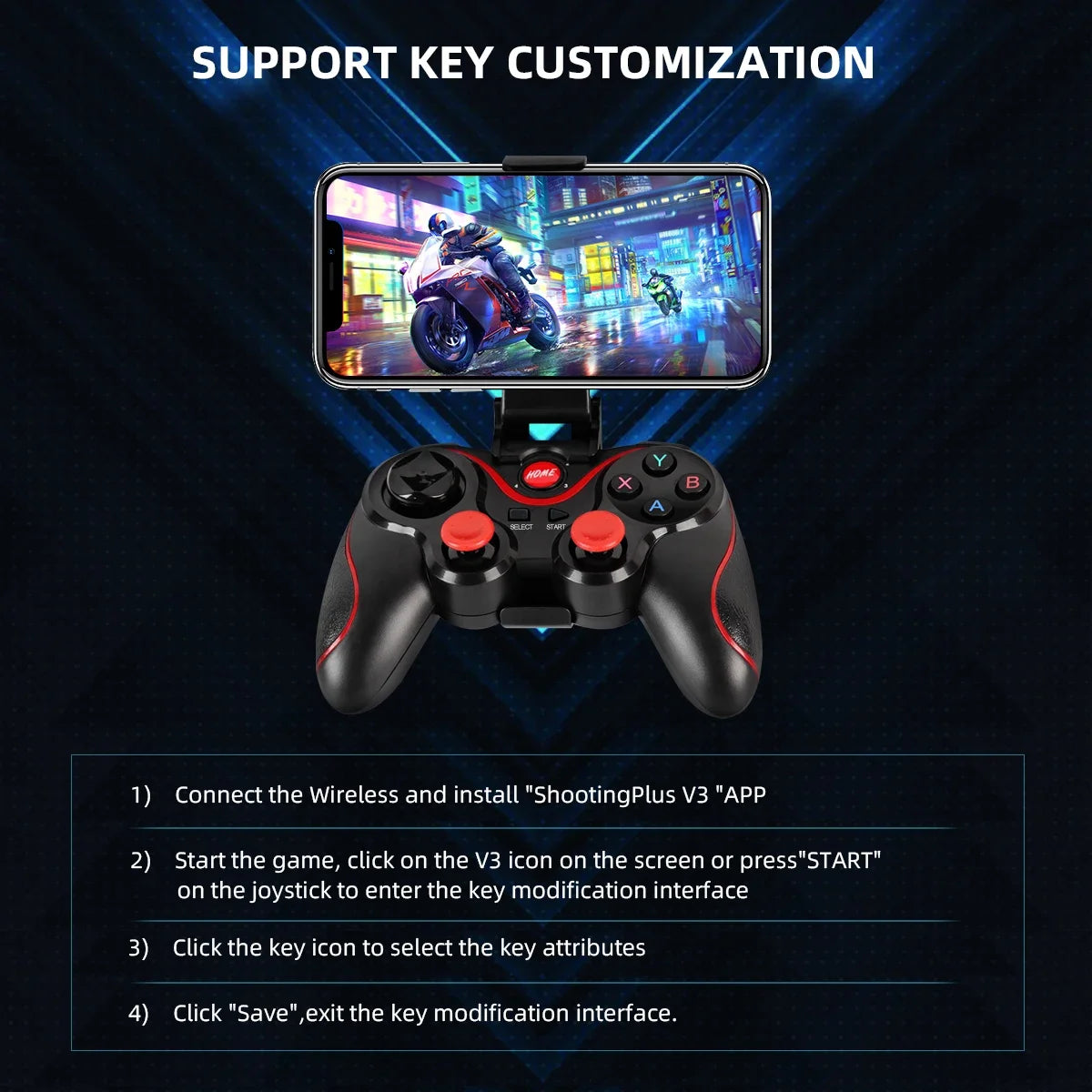 GAMINJA Wireless Bluetooth Gamepad PC Game Controller Gaming Joystick For Android Mobile Phone TV Box Playstation 3 Tablet PC