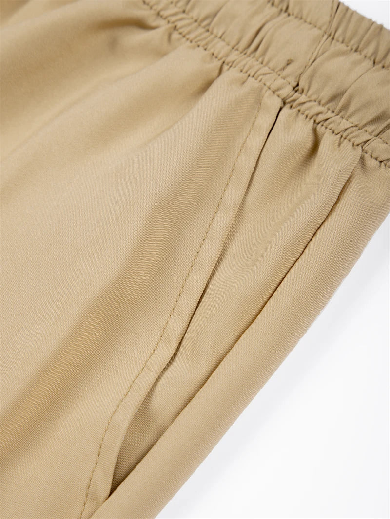 Summer Quick Dry Cargo Shorts for Men Tactical Shorts with Multi Pockets Outdoor Casual Shorts with Elastic Waistband Drawstring