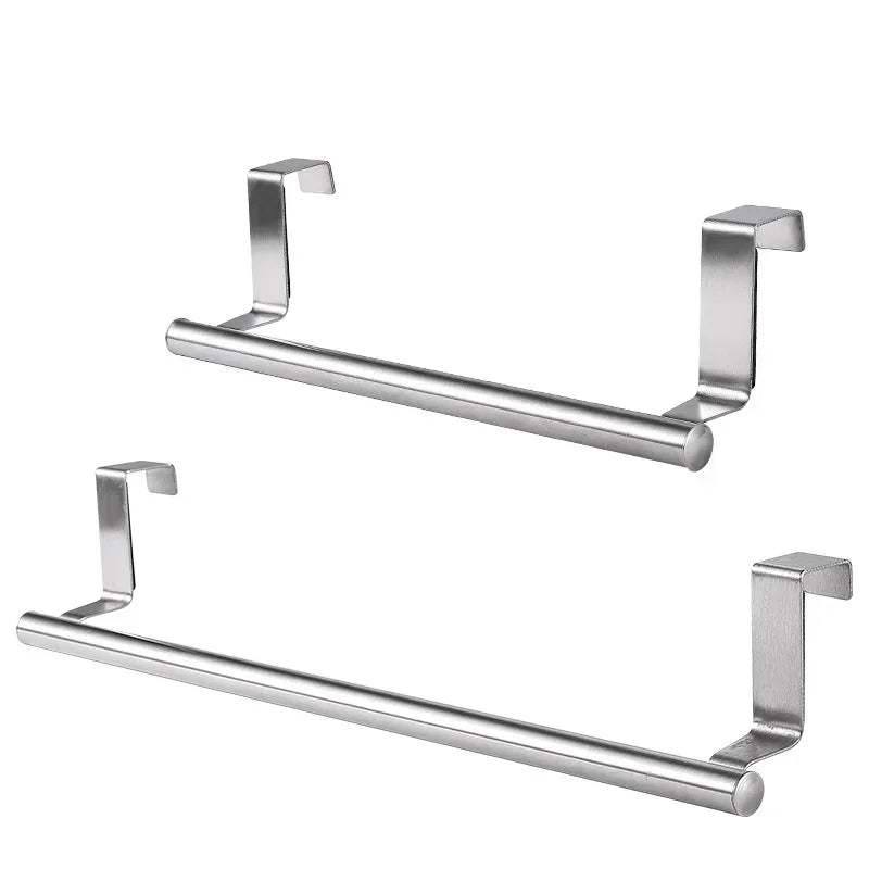 Kitchen Cabinet Door Towel Bar Stainless Steel Door Back Towel Hanging Holder Bathroom Punch-free Towels Hooks Home Organizer