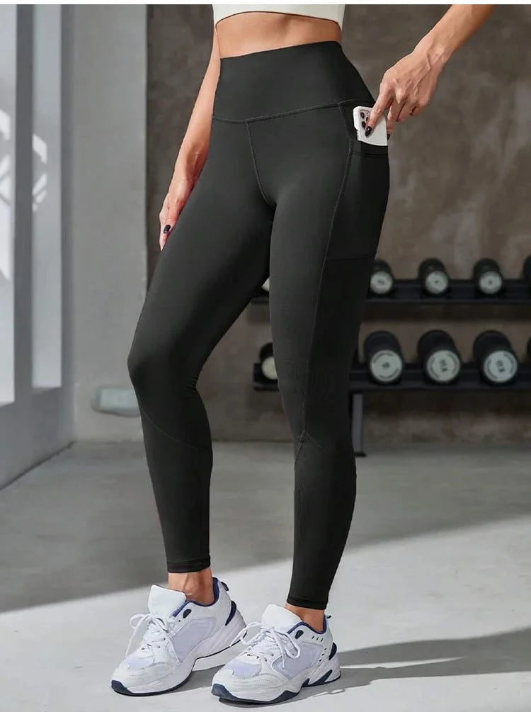 Summer Women's Yoga Leggings High Waist Butt Lift Workout Tummy Control With Side Pockets Pants For Fitness Sportswear Tights