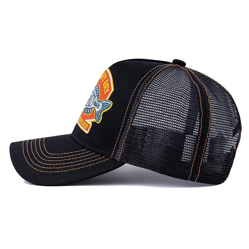 Hot Sale Unisex Summer Fishing Cap Breathable Mesh Trucker Hat Men Women Big Fish Fisherman Sports Snapback Hat Outdoor Cap