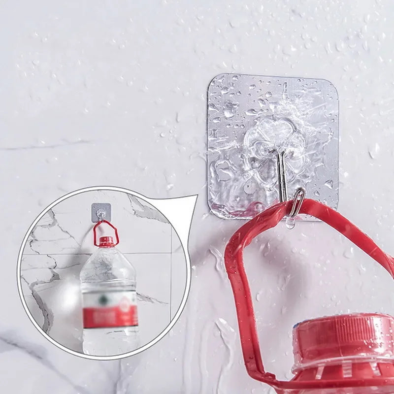 Transparent Self Adhesive Wall Hooks Heavy Duty Multi-Purpose Wall Hook Key Holder Towel Holder For Bathroom Kitchen Accessories