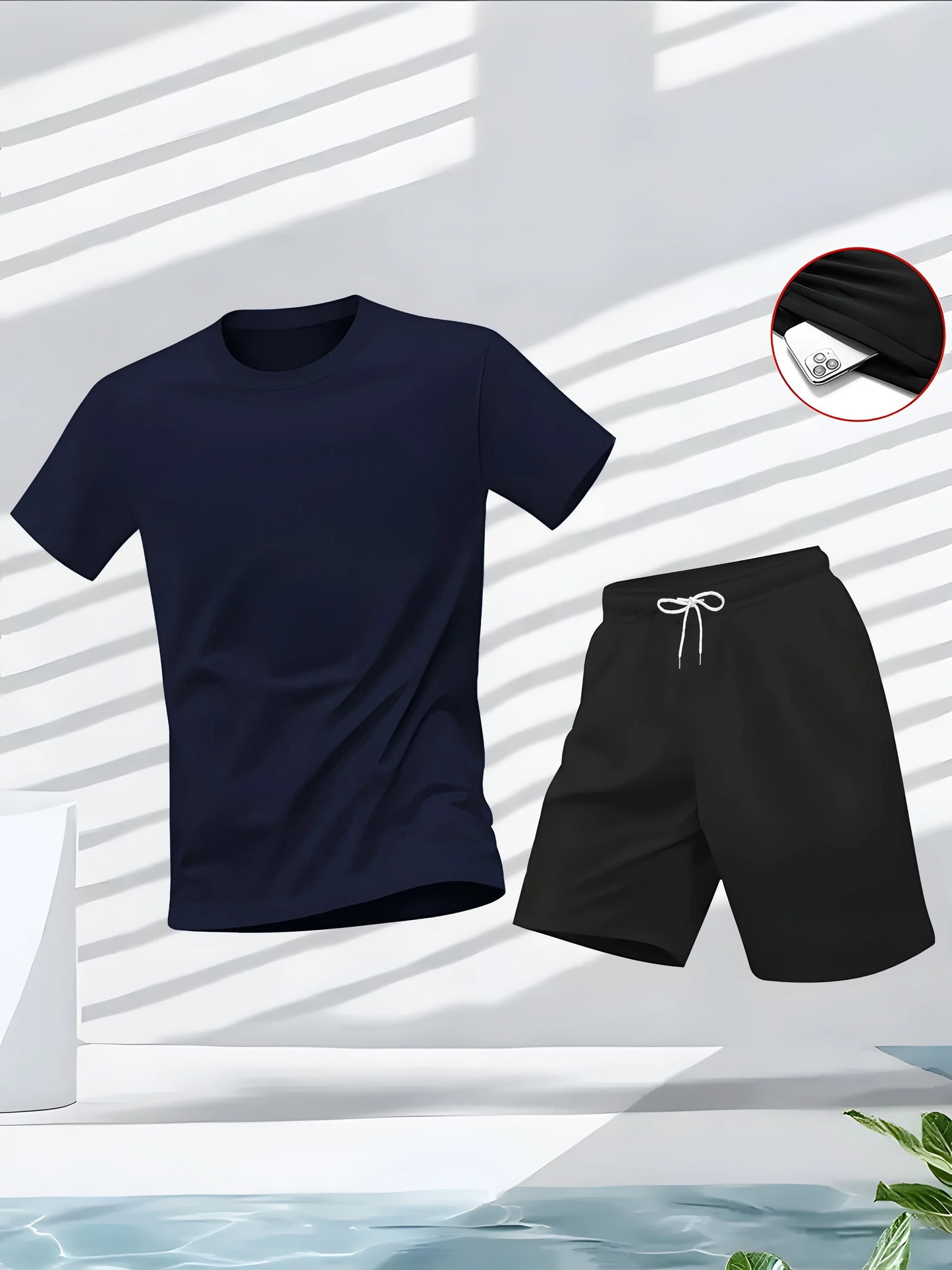 Men's Suit 2pcs Set Fashion Leisure Comfortable Set Men Including T-shirts Shorts Suitable Sports Fitness Activities Summer