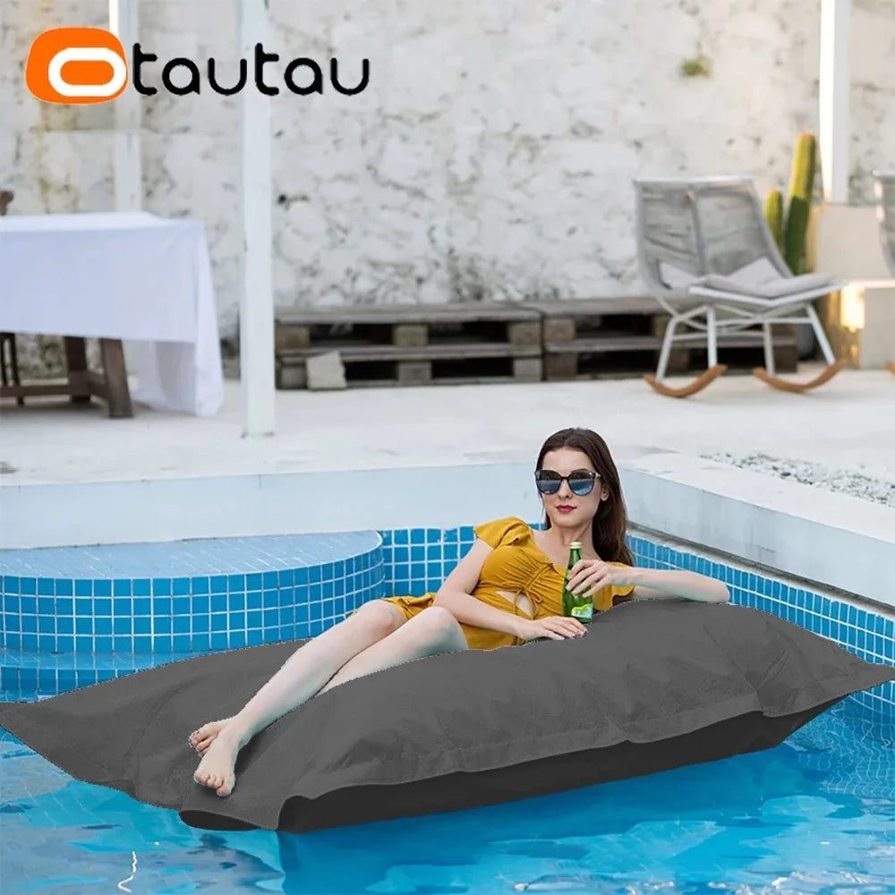 OTAUTAU Retangular Swimming Pool Floating Bean Bag Pouf Cover No Filler Waterproof Beach Pillow Sac Sofa Bed Chaise Lounge DD034