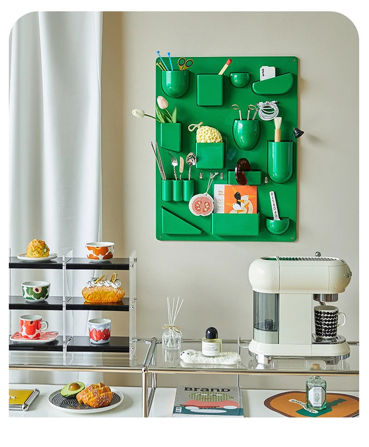 Wall-mounted Storage Rack with Hooks for Office, Kitchen and Workshop Children's Room Organizer with Adjustable Shelves