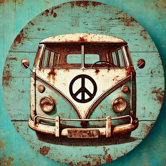 2D 1PC Wooden Disc Green Car Theme Logo 8 Inch Decorative Art Wall Plaque Bedroom Office Decoration