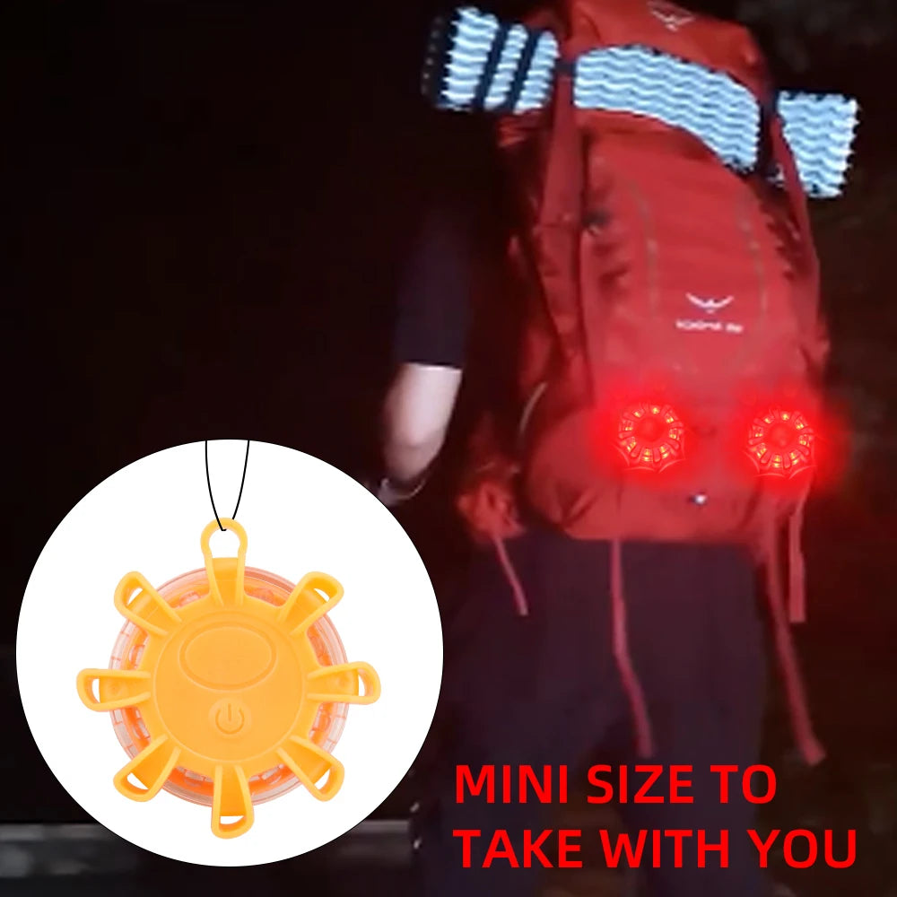 8Led Flares Emergency Lights Roadside Safety Beacon Disc Flashing Warning Flare Kit With Magnetic Roadside Warning Flasher