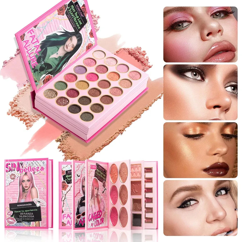 5-Page Makeup Palette with 70 Colors: 48 Matte & Shimmer Eyeshadows, 6 Lip Colors, 6 Blushes, and 10 Contour Shades - The Perfec