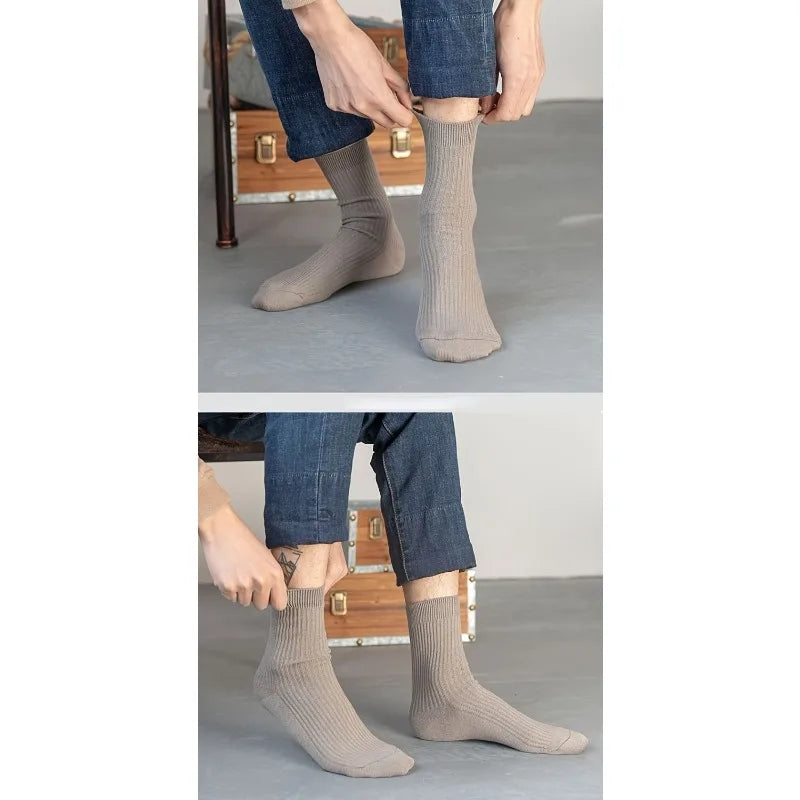 Men's Socks 5-Pair Set - Breathable and Soft, Suitable for All Seasons, Suitable for Casual Sports, Business Dress