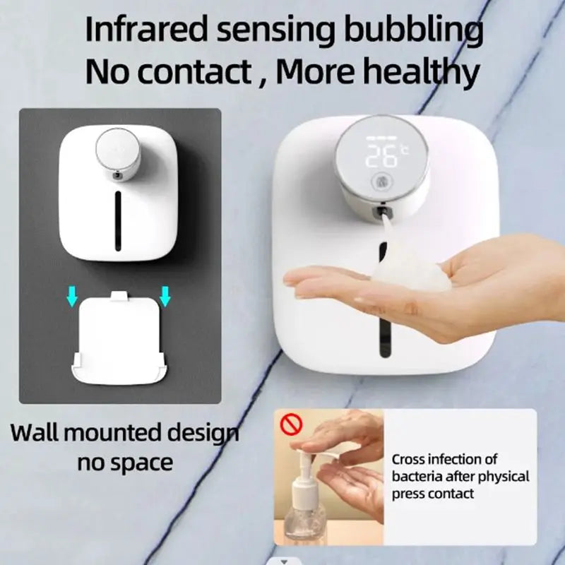 Wall-Mounted Soap Dispenser Rechargeable Digital Temperature Household Hotel Automatic Soap Foam Dispenser Kitchen Accessories