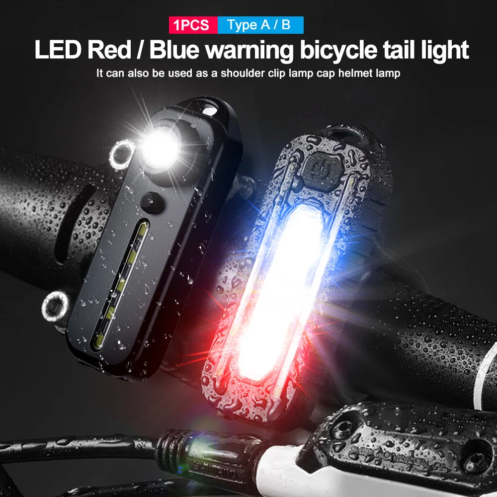 LED Red Blue Caution Emergency Police Light with Clip USB Rechargeable Shoulder Flashing Warning Safety Torch Bike Tail Lamp