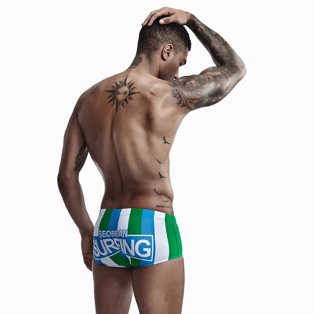 New boxer swimming trunks, color matching men's swimsuit, Quanzhou nylon swimming trunks 90807