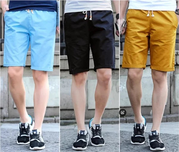 2025 NEW Cotton shorts for men in summer, thin fit, slim fit, casual, sporty, five inch mid length, youth elastic band shorts