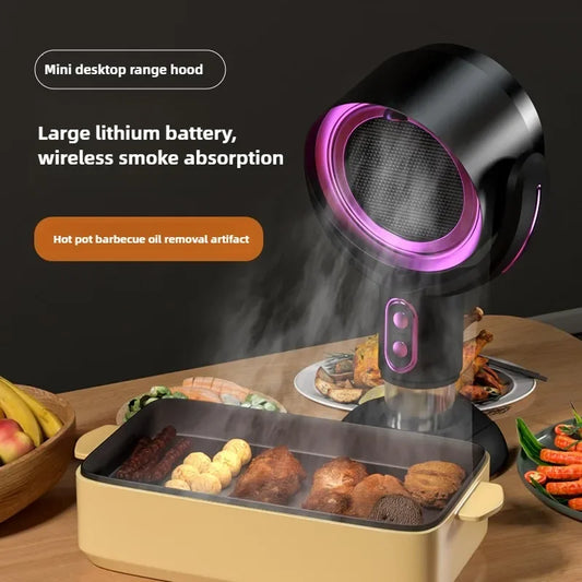 Small desktop range hood, portable charging, deodorization, air filtration, smoking machine, barbecue, hotpot companion.
