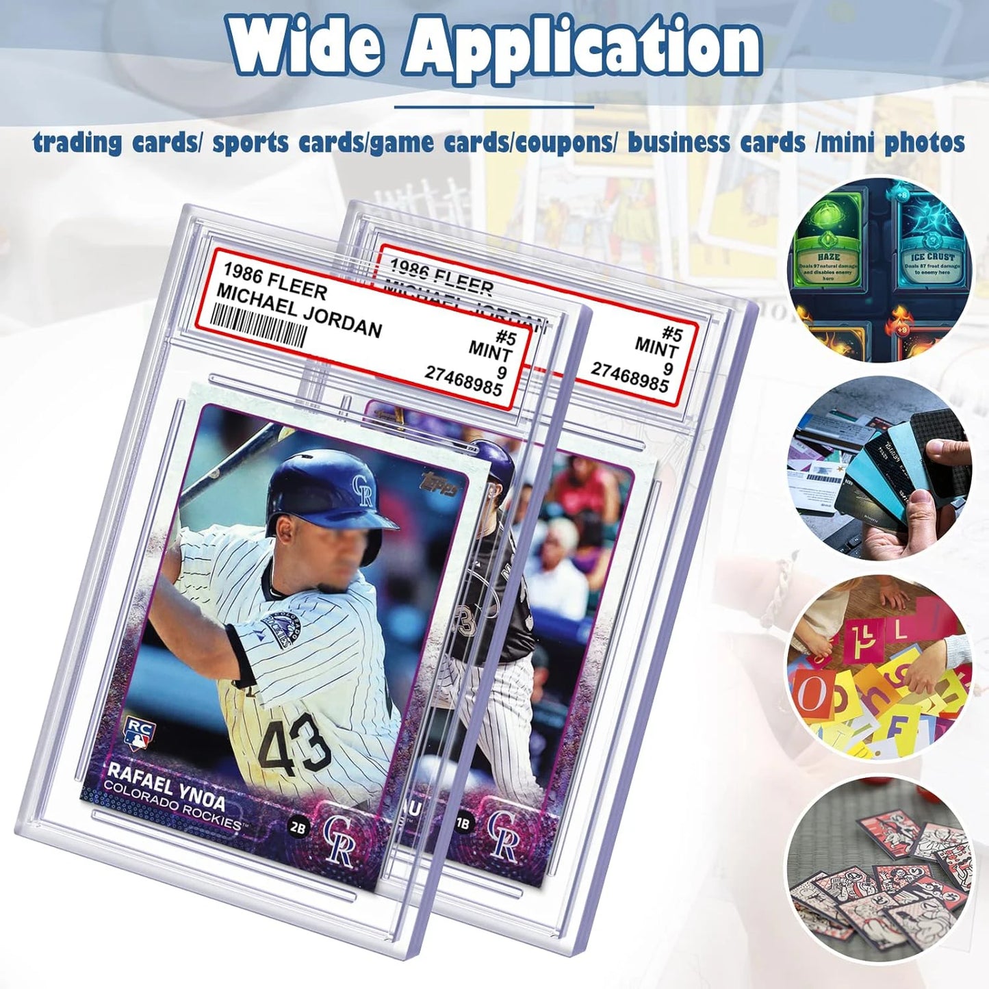 Game Card Holder Trading Graded Cards Protectors Hard Plastic Label Position Fit Display Slab Baseball Sports Yugioh Standard
