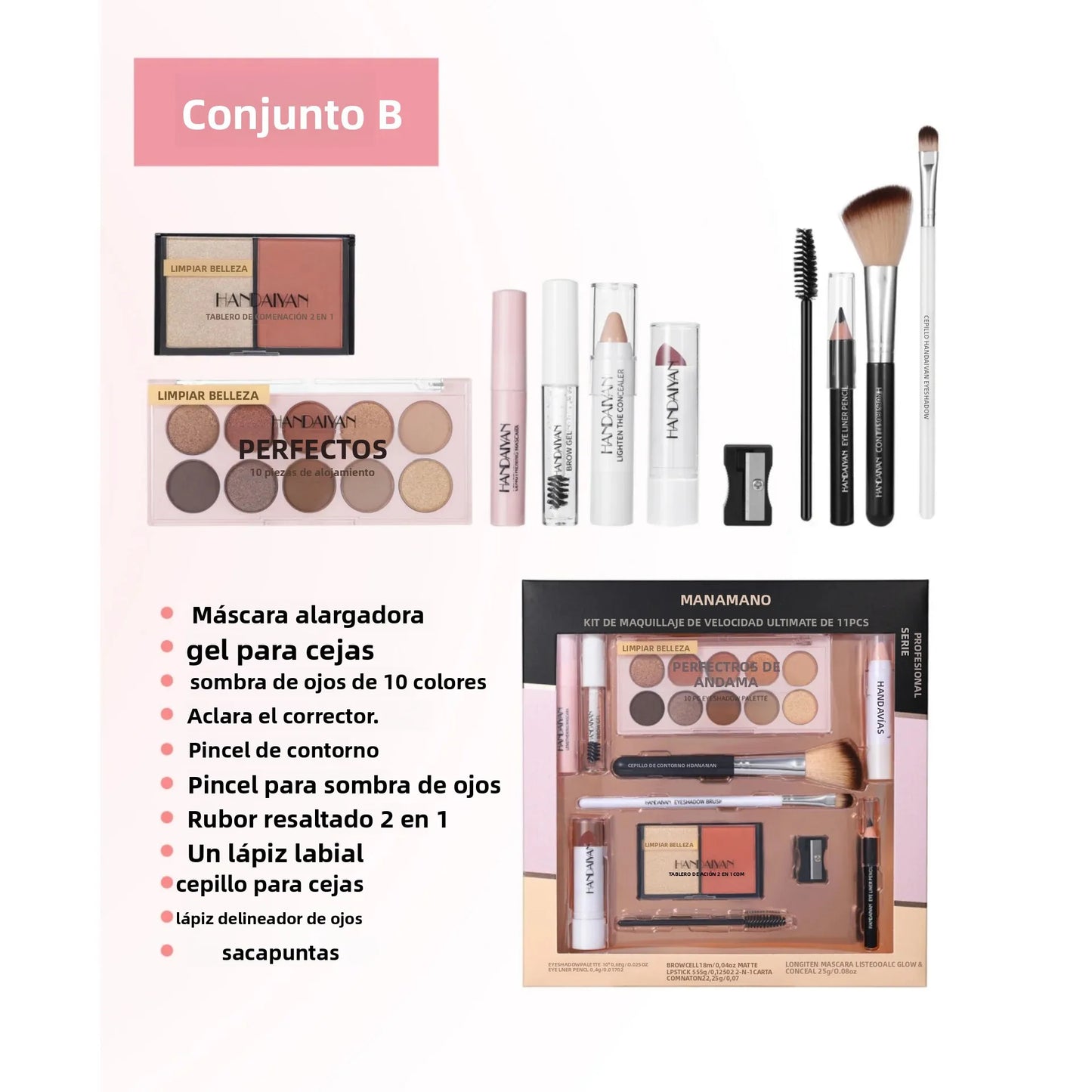 Professional Makeup Kit 11 Pieces Shadow Contour Blusher Set Waterproof Highly Pigmented Smudge Proof Face Cosmetics Collection