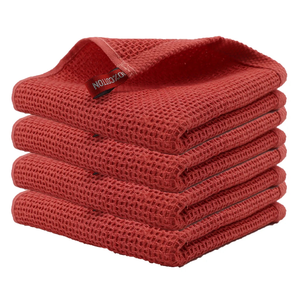 4Pcs Cotton Kitchen Towel Ultra Soft Magic Cleaning Cloth Absorbent Cleaning Rags Thickened Wipe Cloths Dishcloth