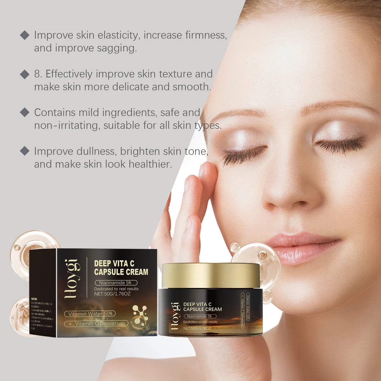 Deep Vitamin C Golden Capsule Face Moisturizer Liposome Capsules For Wrinkles Skin Radiance Glow Hydration Lightweight Skin Care