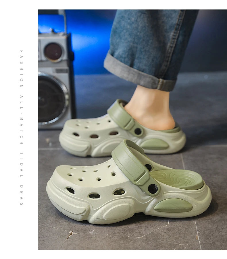 Summer Men's Thick-Soled Non-Slip Breathable Toe-Cap Sandals Casual Beach Slippers Plus Size Multicolor Men Shoes