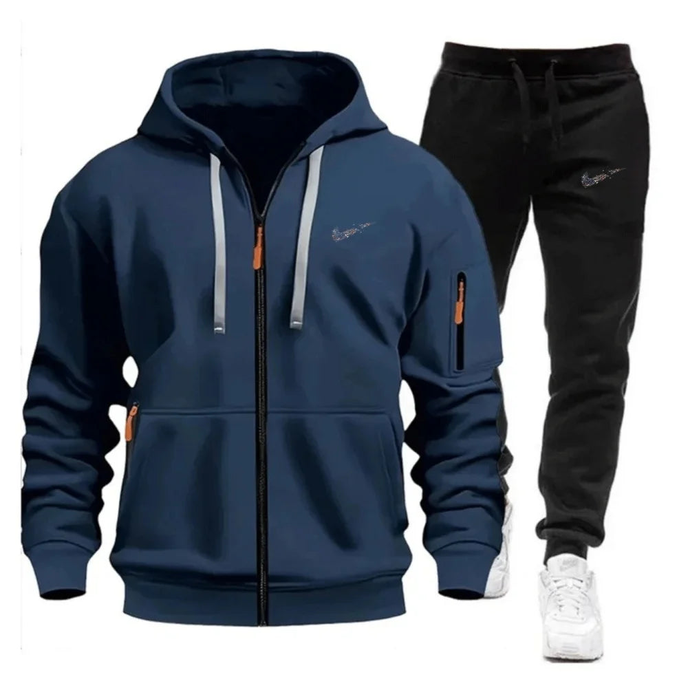 Men's 2-Piece Tracksuit Set Hooded Sweatshirt And Drawstring Pants Sportswear for Running Male Hoodies Unisex Autumn Sportwear