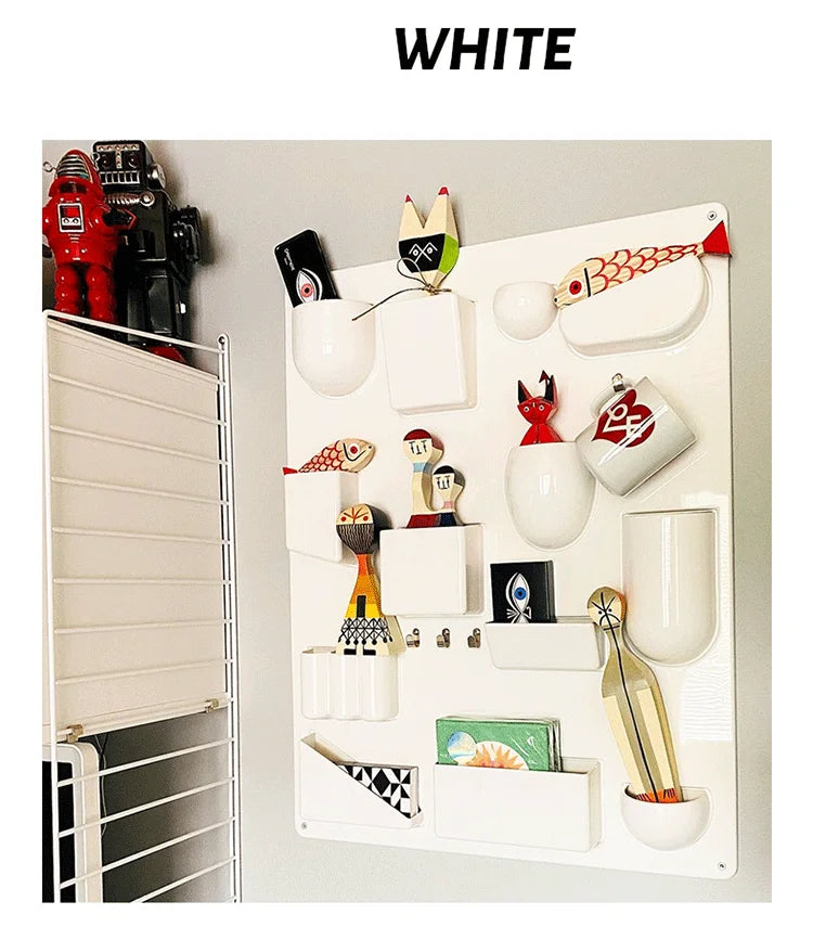 Wall-mounted Storage Rack with Hooks for Office, Kitchen and Workshop Children's Room Organizer with Adjustable Shelves