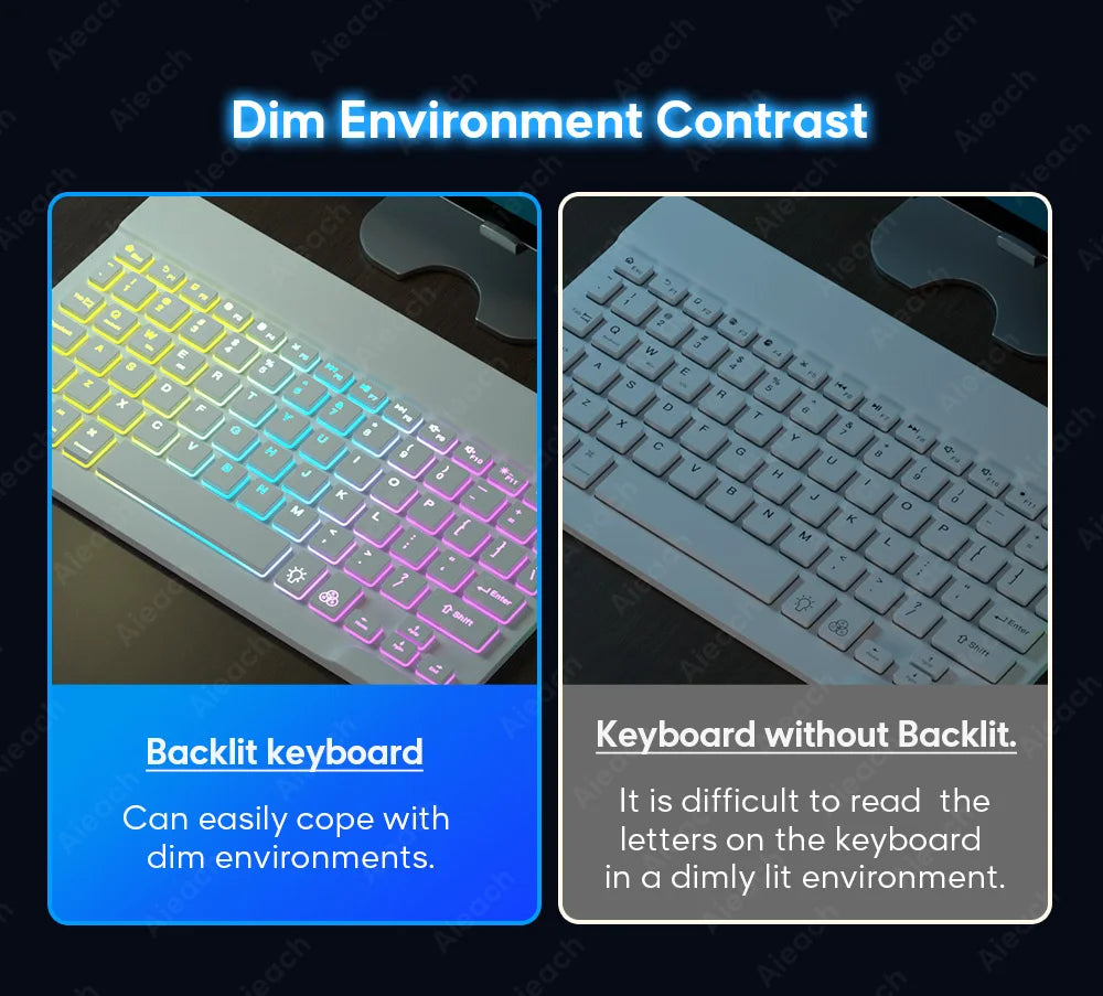 Keyboard For Tablet Android iOS Windows Wireless Mouse Keyboard Bluetooth-compatible Rainbow Backlit Keyboard For iPad Phone