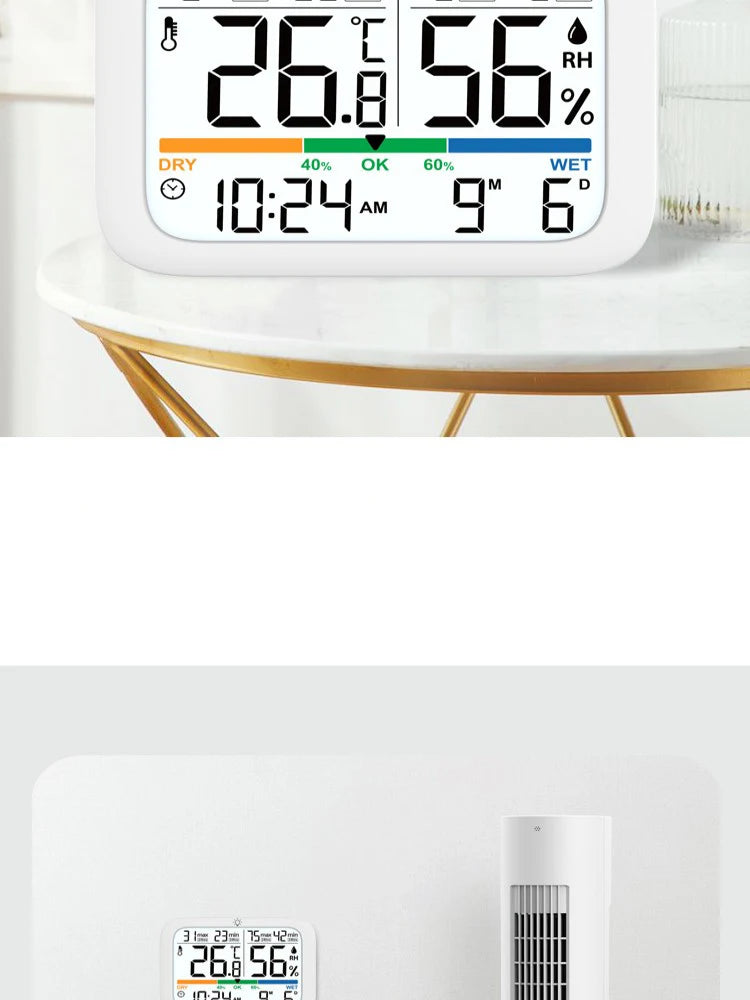 Smart Digital Thermometer and Hygrometer with Backlight Calendar and Time Display High-precision Thermo-Hygrometer for Home