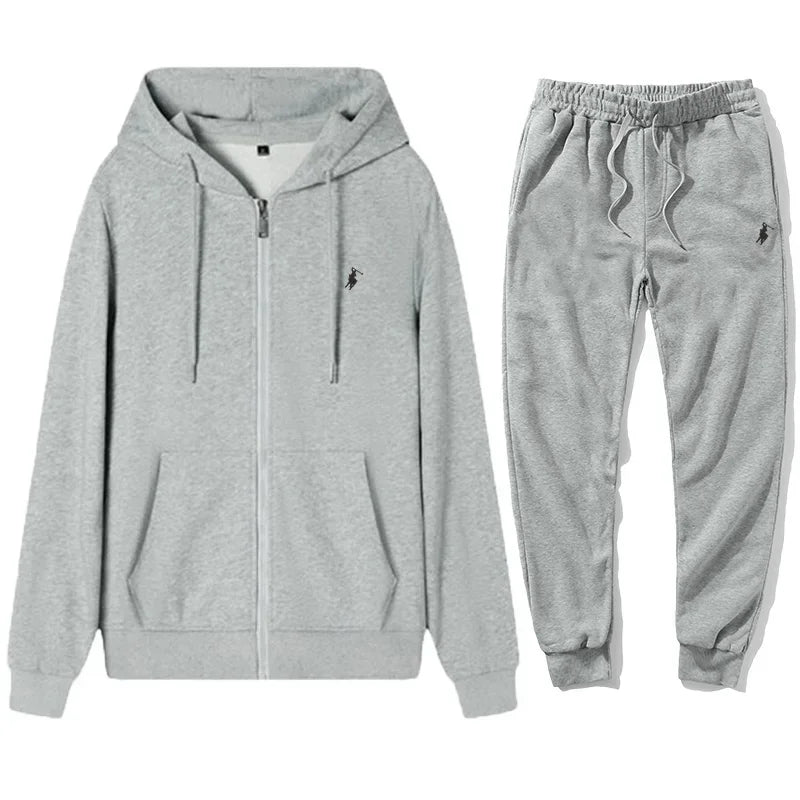 Men's classic hoodies and sport pants for autumn and winter, suitable for casual fitness, warmth and casual sportswear sets in a