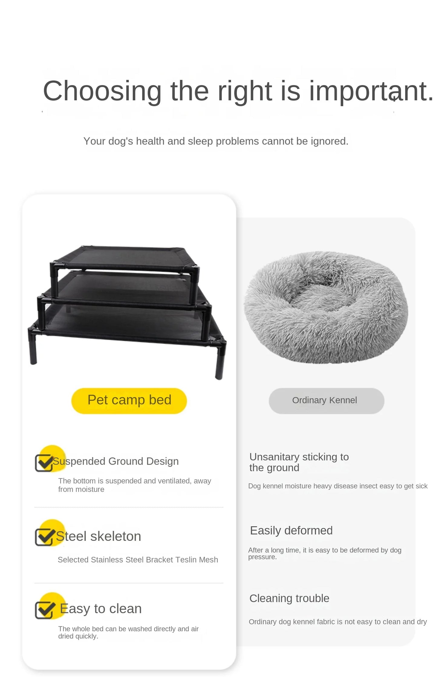 Pet Dog Cat Camping Bed  Elevated Bed for Dogs Folding Puppy Camping Bed Cat House Portable Removable Washable Dog Hammock