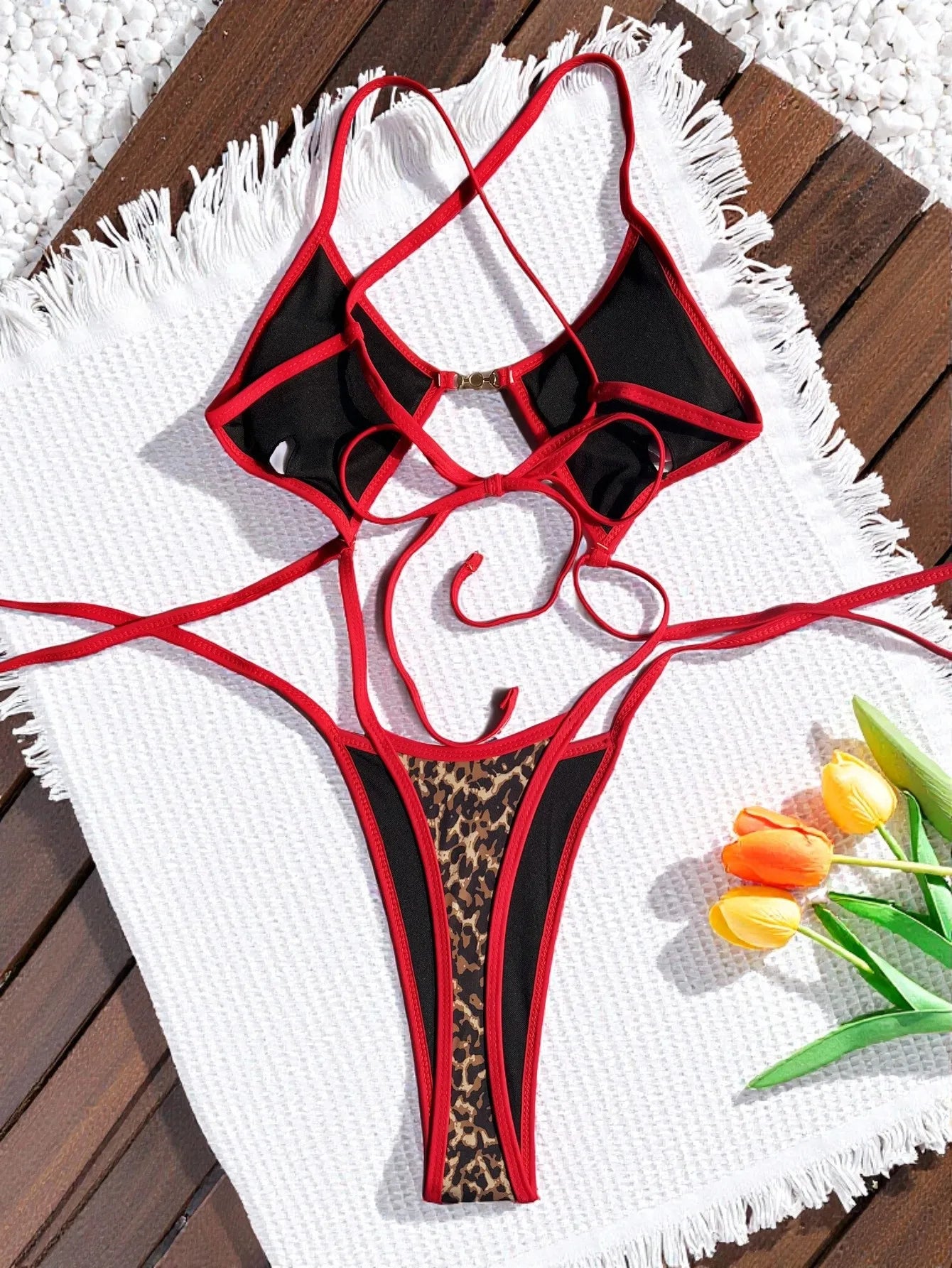 sexy patchwork leopard print swimsuit one piece Bikinis Swimwear Swimsuits backless tie beach outfits bodysuit biquini tankini