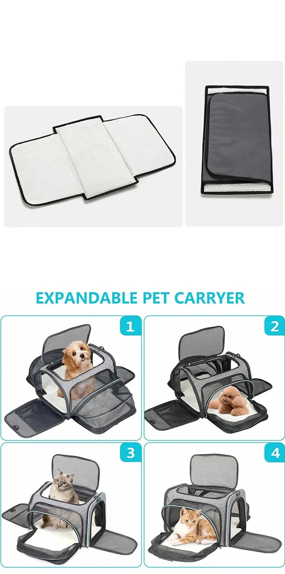 Pet Carriers Bag Portable Breathable Foldable Bag Cat Dog Carrier Bags Outgoing Outdoor Travel Pets Cats Handbag Safety Zippers