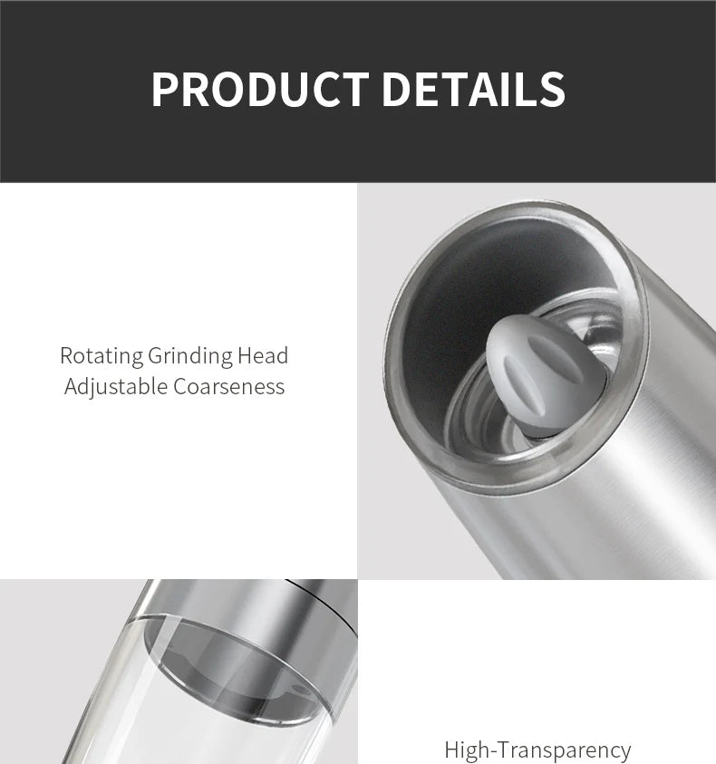 Electric Automatic Salt and Pepper Grinder Set Gravity-sensing Grindering Set Spice Mill Adjustable Spices Grinder Kitchen Tools