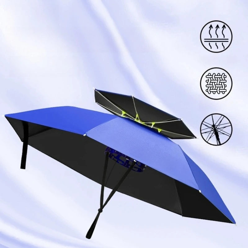 Head Mounted Fishing Umbrella Cap Multi functional Outdoor Sunshade Head Umbrella Cap Adult Sunny and Rainy Umbrella