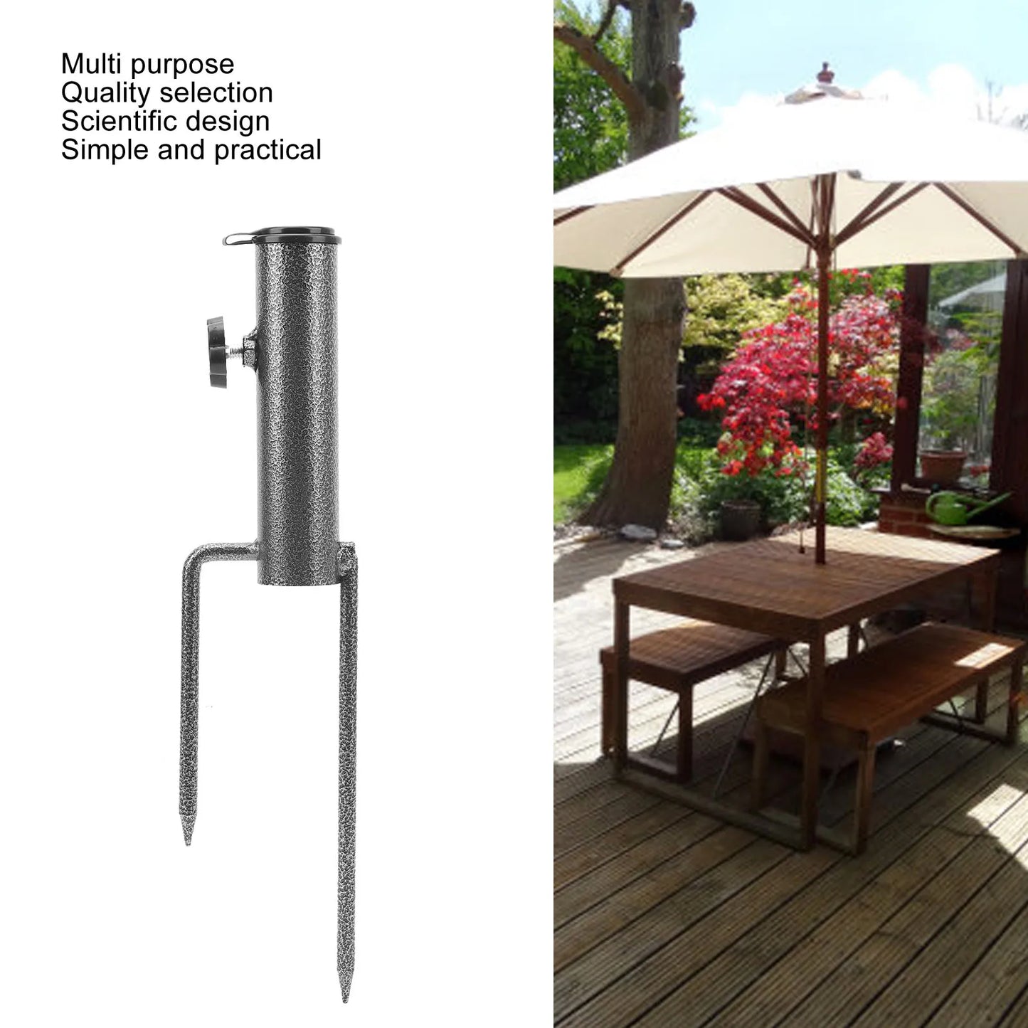 Yard Umbrella Anchor Beach Umbrella Metal Ground Holder Adjustable Heavy Duty Round Beach Umbrella Iron Holder for Garden