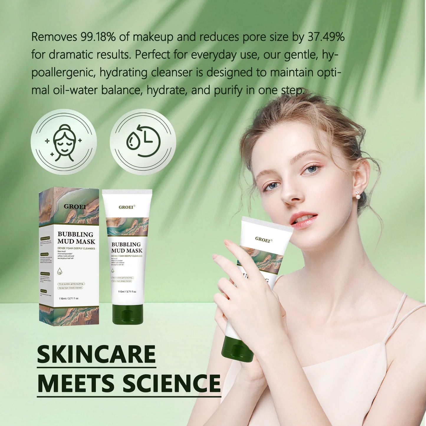 facial foam cleansing lotion deeply cleanses, removes dirt, absorbs oil, shrinks pores and cleanses the skin
