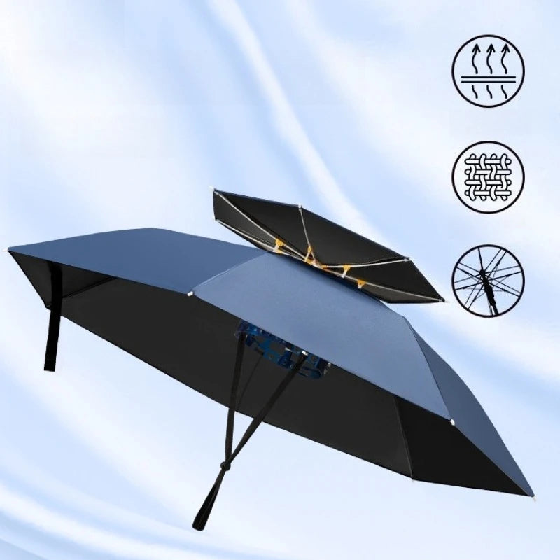 Head Mounted Fishing Umbrella Cap Multi functional Outdoor Sunshade Head Umbrella Cap Adult Sunny and Rainy Umbrella